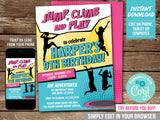 EDITABLE Jump Climb & Play Party Invitation. Trampoline Bouncing Invite for Girls CL3