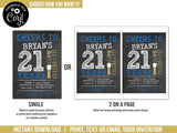 Editable 21st Birthday Invitation Template, Beer Theme Cheers 21 Years Digital Invite