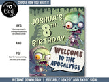 Zombies Party Welcome Sign. EDITABLE Zombie Apocalypse Party Decoration Custom Sign Corjl