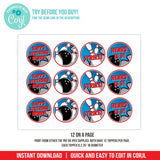 EDITABLE Bowling Birthday Cupcake Toppers for Boys. Tenpin Bowling with Pins Cake Toppers BB1