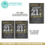 Editable 21st Birthday Invitation, Cheers to 21 Years Beer Theme Party Digital Invite