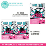 Bowling Birthday Invitation. Strike Up Some Fun EDITABLE Bowling Party Invite for Girls BB2