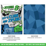 Climb and Zipline Birthday Invitation for Boys. EDITABLE Ziplining Party Invite Outdoor Obstacle Course BZ1