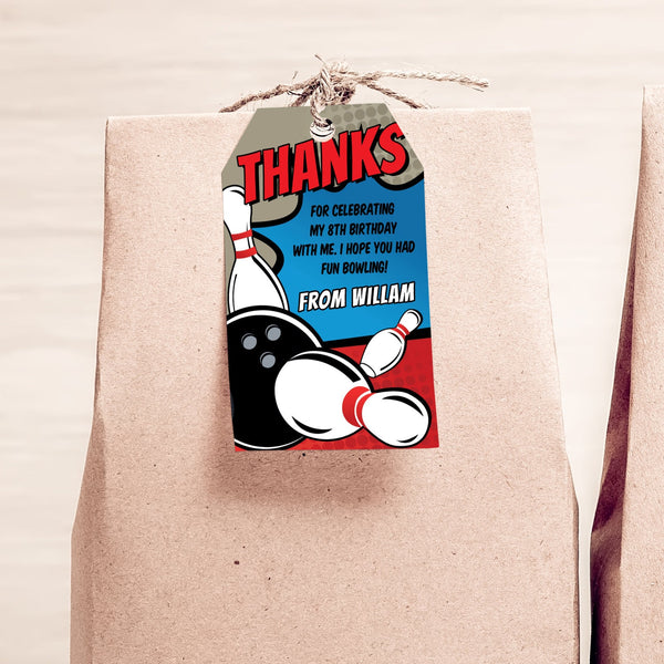 Personalize these bowling party favor tags with your own text and add a special touch to your party favors. These are sure to be a hit when part of your bowling party decorations! Instant Download and Editable in Corjl. By Tangled Tulip Designs.