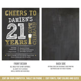 Editable 21st Birthday Invitation, Cheers to 21 Years Beer Theme Party Digital Invite