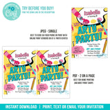 Art Party Invitation for Girls. EDITABLE Get Arty and Party Invite. Paintbrush Paint Splashes Digital Download