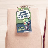 Zombie party Thank You favor tags with cute but gruesome little zombies. A great addition to a zombie apocalypse birthday party decorations. Instant Download and Editable in Corjl. By Tangled Tulip Designs.