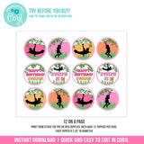 Editable Ziplining Party Cupcake Toppers for Girls Outdoor Adventure