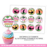 Editable Ziplining Party Cupcake Toppers for Girls Outdoor Adventure