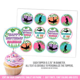 Editable Zipline Birthday Cupcake Toppers. EDITABLE Girl Ziplining Outdoor Adventure Party Topper Template GZ1