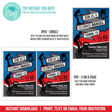 Bike Skate Scooter Birthday Invitation Editable Riding Party Invite Boys