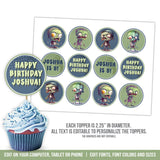 Zombie Cupcake Toppers. EDITABLE Little Zombies Apocalypse Birthday Cake Topper Corjl