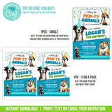 Editable Puppy Dog Birthday Invitation, Calling All Pawty Animals Digital Party Invite for a boy