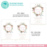 Editable Retirement Invitation for a Woman, Proteas Floral and Gold Retirement Party Digital Invite