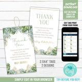 Favor Gift Tags for Any Occasion. EDITABLE Thank You Tag Template. Tropical Leave Gold Pineapples BOH2