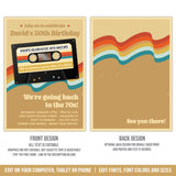 Editable 70s Party Invitation Template, Retro Cassette Tape, Mixtape Digital Invite for a Man