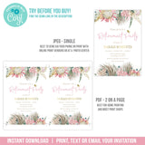 Retirement Party Invitation for a Woman. EDITABLE Boho Floral Retiring Invite. Gold BOH1 RE2