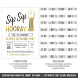 Surprise Party Invitation for a man. Editable Beer Theme Birthday Digital Invite