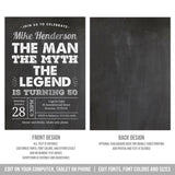 Editable The Man The Myth The Legend 50th Birthday Invitation, Digital Party Invite Template