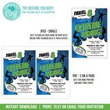 Extreme Riding Birthday Invitation for Boys. EDITABLE BMX Bike Skater Scooter Party Invite BS3