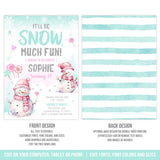 Winter Snowman Birthday Invitation Template, Editable Snow Much Fun Party Invite