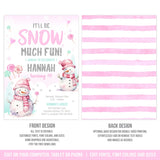 Winter Snow Birthday Invitation, Girl Editable Snowman Snow Much Fun Party Digital Invite