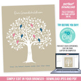 EDITABLE Family Tree Print for Grandparents. Grandchildren Family Tree Printable. Edit in Corjl