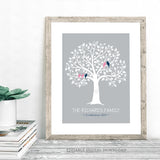 A Modern Family Tree that makes a beautiful personalized gift for parents. Includes additional birds in the file for many different family dynamics. Tangled Tulip Designs