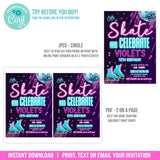 Editable Ice Skating Birthday Invitation, Girl Ice Skate Party Digital Invite Template