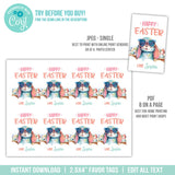 Happy Easter Tags. Bunny with Sunglasses EDITABLE Easter Tag Printable EAS1