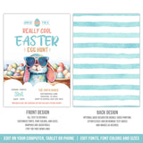 Cool Easter Invitation. EDITABLE Easter Bunny with Sunglasses Invite Template EAS1